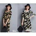 Korean O-Neck Camouflage Sweater Hoodies Knitting Dress